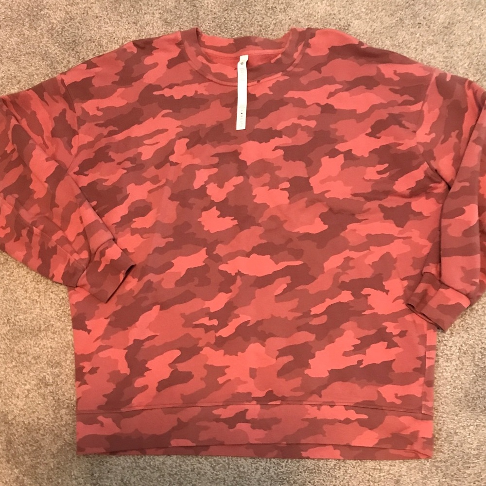 Lululemon oversized pink camo Brier Rose sweatshirt size 12